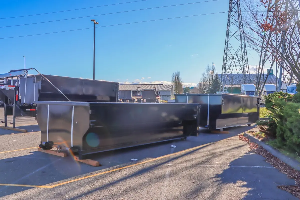 Roll-off dumpster ready for waste disposal at job site for Construction Dumpster Rental in Welby